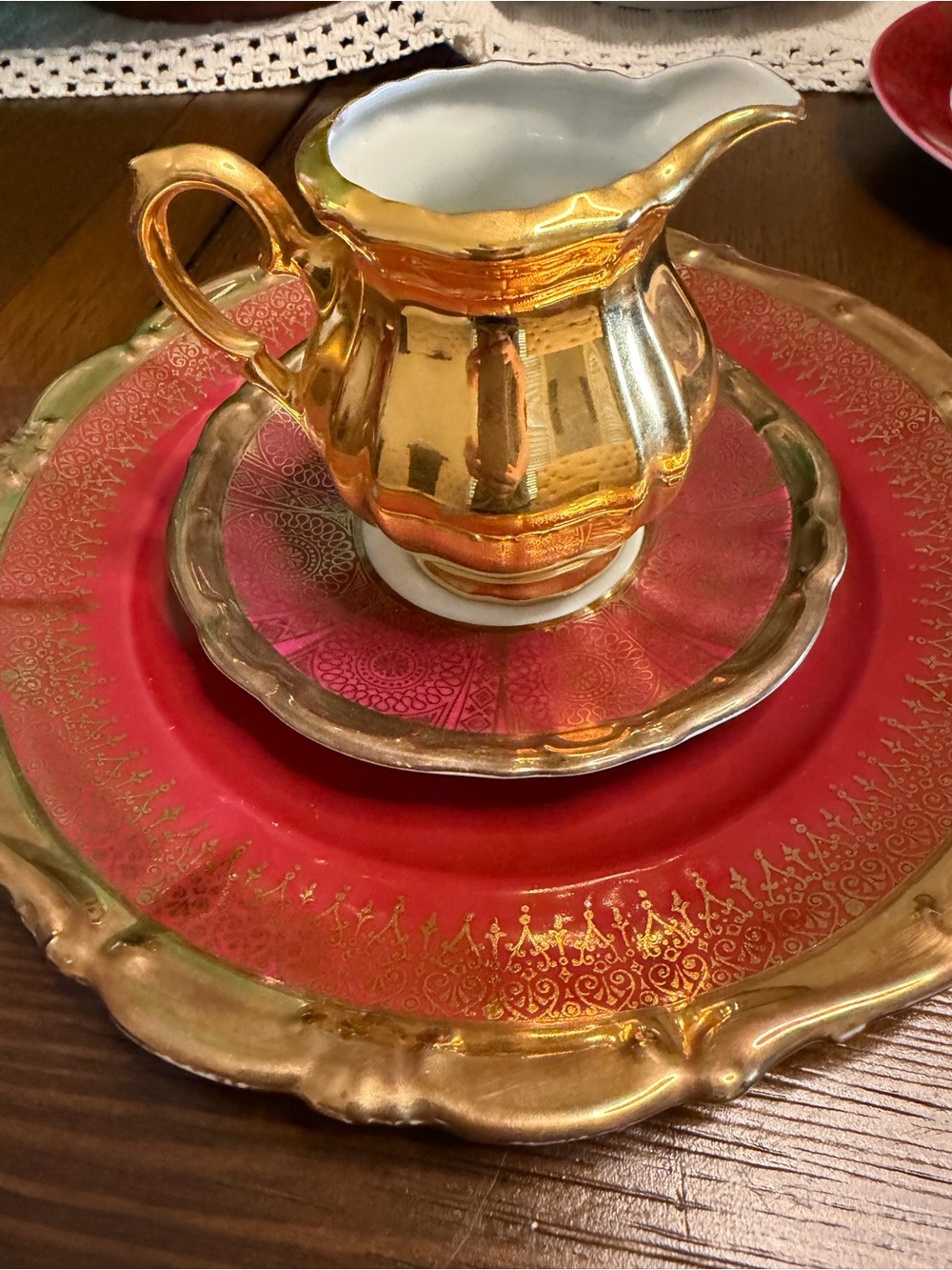 Vintage Bareuther Bavaria 3-Piece Porcelain Set – Creamer, Saucer & 7.5” Plate –